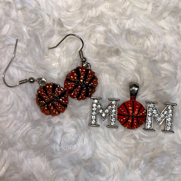Basketball Charm & Earrings Set - Picture 1 of 2